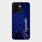 Glitter Customize Glass Case Cover Blue For Oneplus 13S 5G