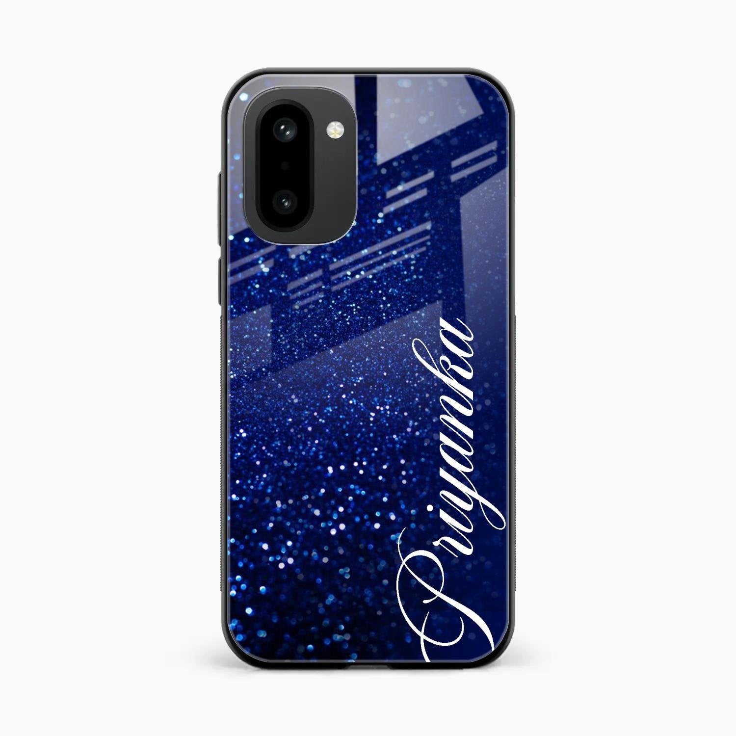 Glitter Customize Glass Case Cover Blue For OnePlus 15R 5G