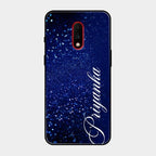 Glitter Customize Glass Case Cover Blue For Oneplus 7