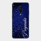 Glitter Customize Glass Case Cover Blue For Oneplus 7T Pro