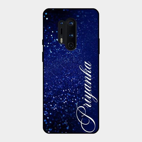Glitter Customize Glass Case Cover Blue For Oneplus 8 Pro