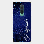 Glitter Customize Glass Case Cover Blue For Oneplus 8