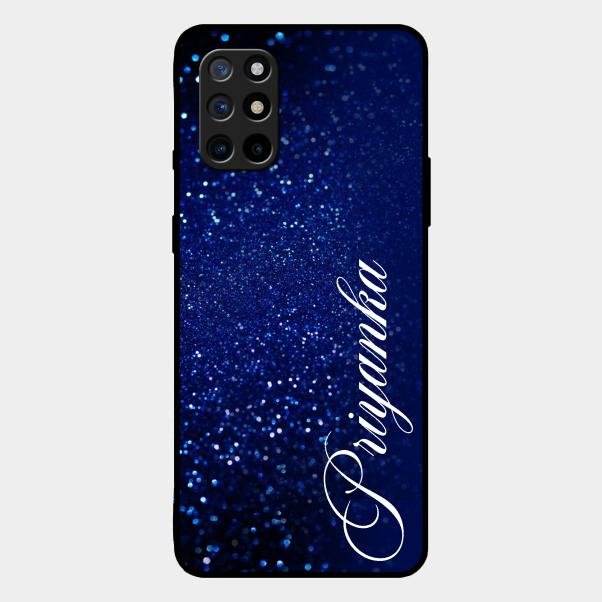 Glitter Customize Glass Case Cover Blue For Oneplus 8T