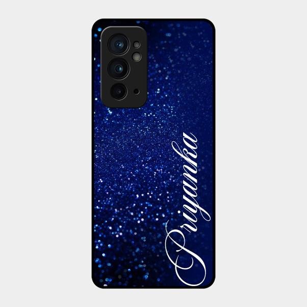 Glitter Customize Glass Case Cover Blue For Oneplus 9Rt 5G