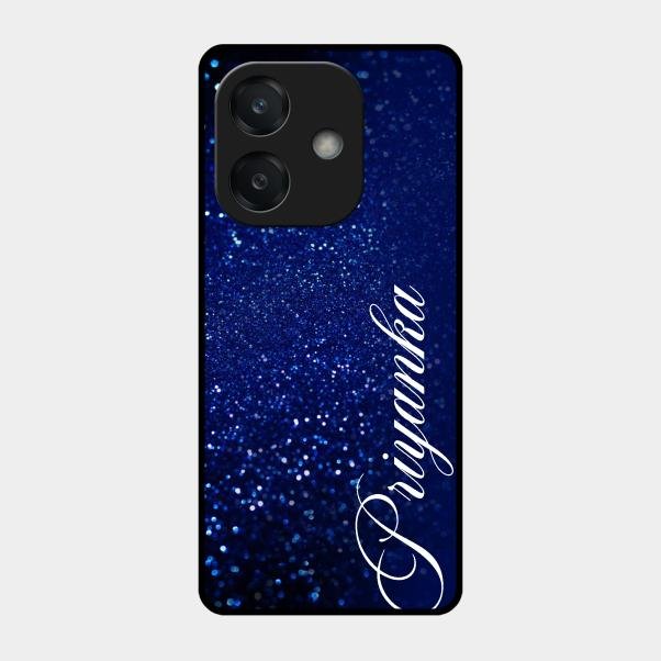 Glitter Customize Glass Case Cover Blue For Oppo A3X 5G