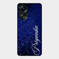 Glitter Customize Glass Case Cover Blue For Oppo A58