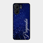 Glitter Customize Glass Case Cover Blue For Oppo A5X 5G