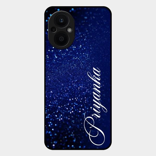 Glitter Customize Glass Case Cover Blue For Oppo F21S Pro 5G