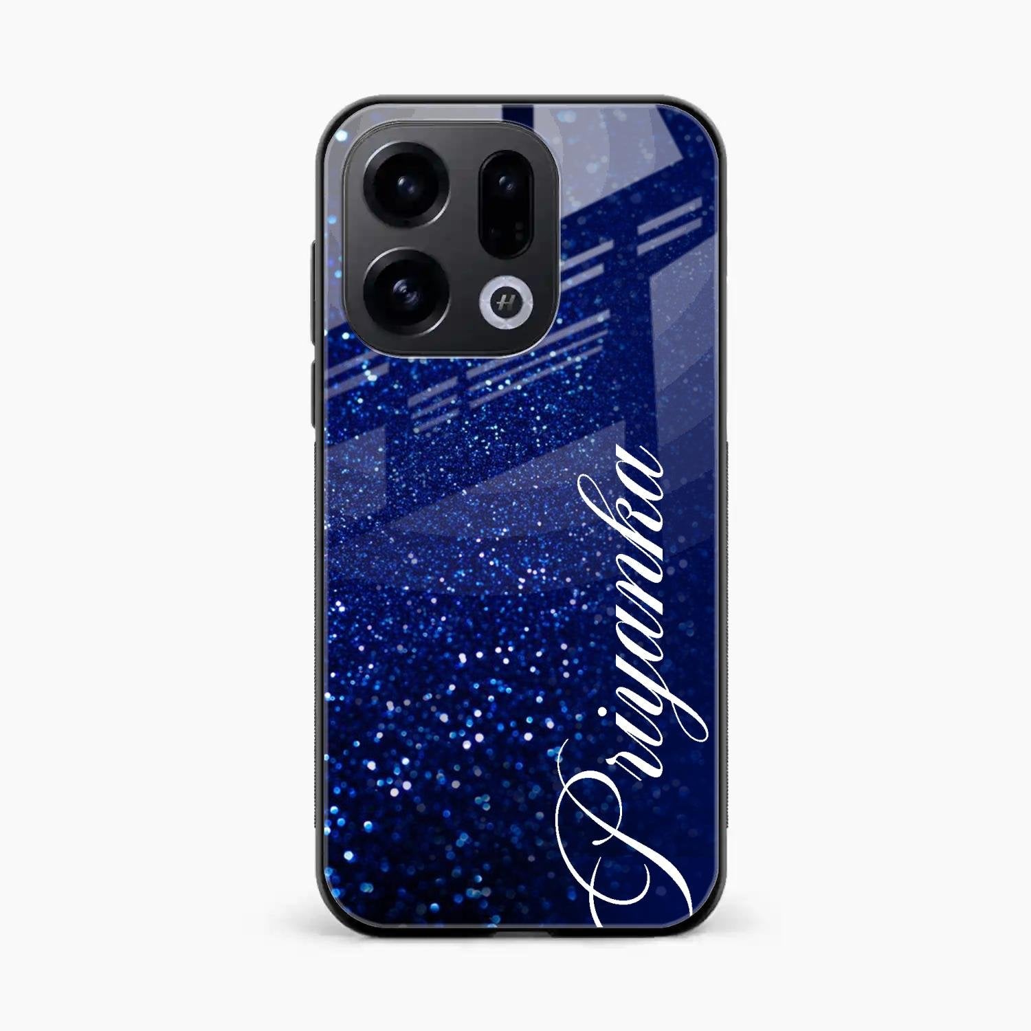 Glitter Customize Glass Case Cover Blue For Oppo Find X9 5G