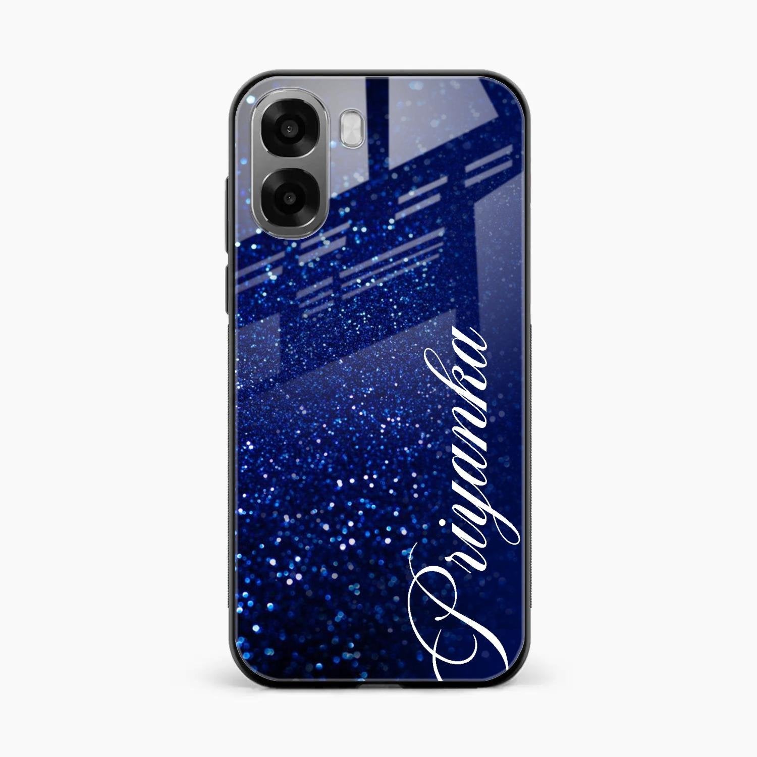 Glitter Customize Glass Case Cover Blue For Oppo K14x 5G