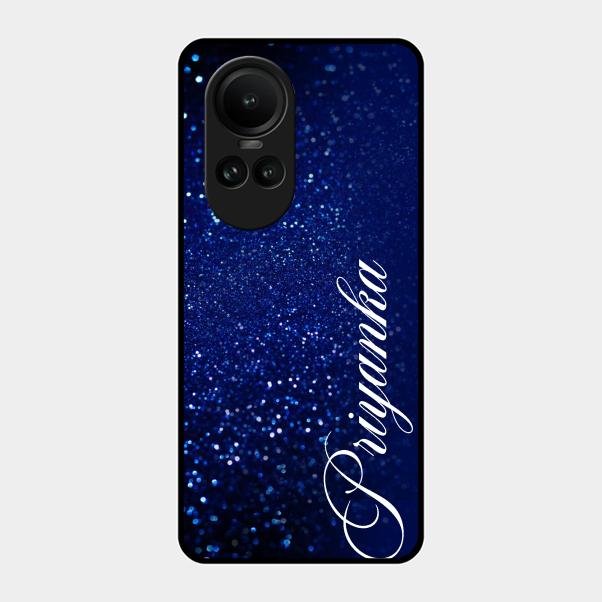 Glitter Customize Glass Case Cover Blue For Oppo Reno 10 5G