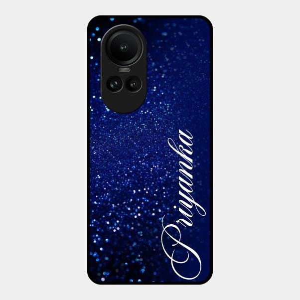 Glitter Customize Glass Case Cover Blue For Oppo Reno 10 Pro 5G