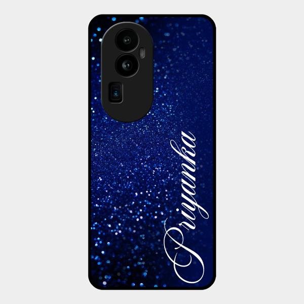 Glitter Customize Glass Case Cover Blue For Oppo Reno 10 Pro Plus 5G