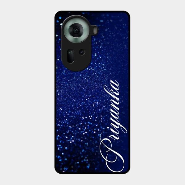 Glitter Customize Glass Case Cover Blue For Oppo Reno 11 5G