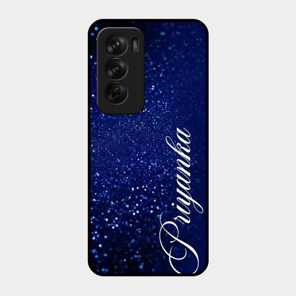 Glitter Customize Glass Case Cover Blue For Oppo Reno 12 Pro 5G