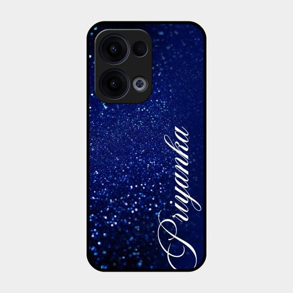 Glitter Customize Glass Case Cover Blue For Oppo Reno 13 5G