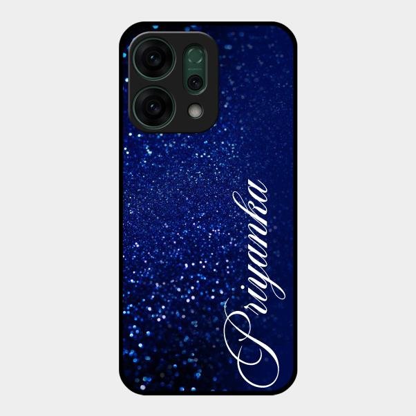Glitter Customize Glass Case Cover Blue For Oppo Reno 14 5G
