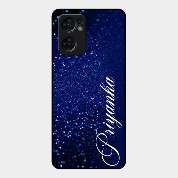 Glitter Customize Glass Case Cover Blue For Oppo Reno 7 5G