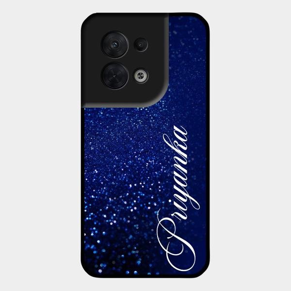 Glitter Customize Glass Case Cover Blue For Oppo Reno 8 5G