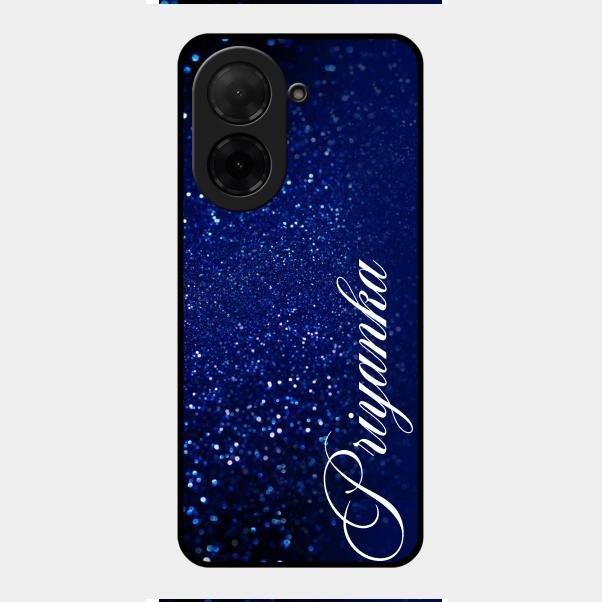 Glitter Customize Glass Case Cover Blue For Poco C71