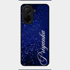 Glitter Customize Glass Case Cover Blue For Poco C71