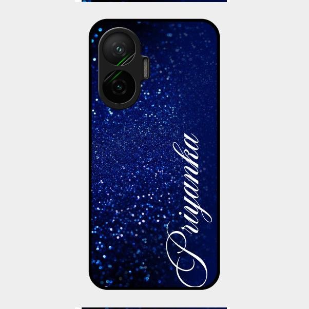 Glitter Customize Glass Case Cover Blue For Poco F7 5G
