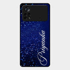 Glitter Customize Glass Case Cover Blue For Poco X4 Pro 5G