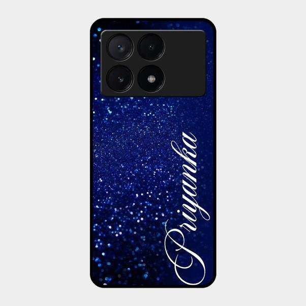Glitter Customize Glass Case Cover Blue For Poco X6 Pro 5G