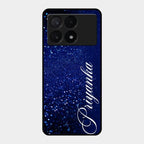 Glitter Customize Glass Case Cover Blue For Poco X6 Pro 5G