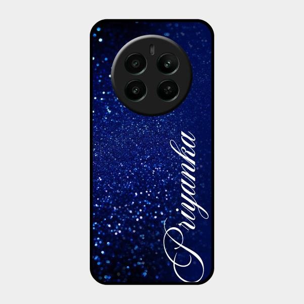 Glitter Customize Glass Case Cover Blue For Realme 12 Plus 5G