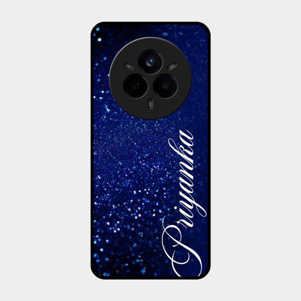 Glitter Customize Glass Case Cover Blue For Realme 14 Pro Plus 5G