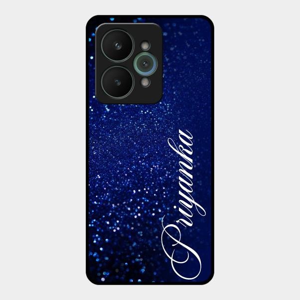 Glitter Customize Glass Case Cover Blue For Realme 15 5G