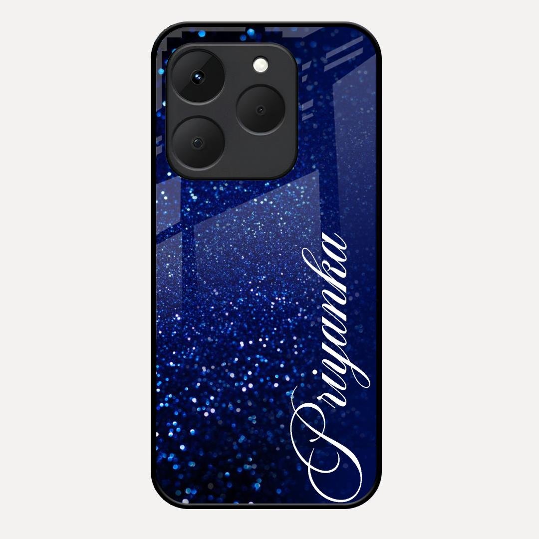 Glitter Customize Glass Case Cover Blue For Realme 15T 5G