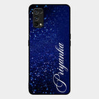 Glitter Customize Glass Case Cover Blue For Realme 7 Pro