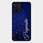 Glitter Customize Glass Case Cover Blue For Realme 9I 5G