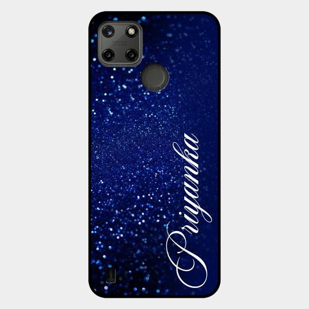 Glitter Customize Glass Case Cover Blue For Realme C21Y