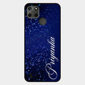 Glitter Customize Glass Case Cover Blue For Realme C25Y