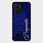 Glitter Customize Glass Case Cover Blue For Realme C33 2023