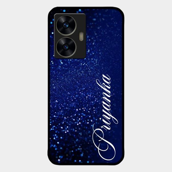 Glitter Customize Glass Case Cover Blue For Realme C55
