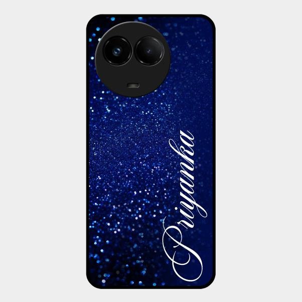 Glitter Customize Glass Case Cover Blue For Realme C67 5G
