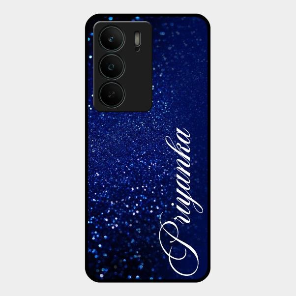 Glitter Customize Glass Case Cover Blue For Realme C75 5G