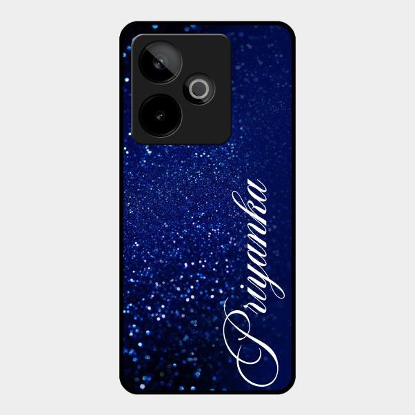 Glitter Customize Glass Case Cover Blue For Realme Gt 7T 5G