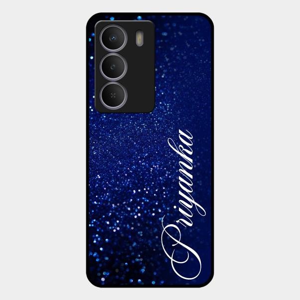 Glitter Customize Glass Case Cover Blue For Realme P3 Lite 5G