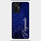 Glitter Customize Glass Case Cover Blue For Redmi Note 10 Pro