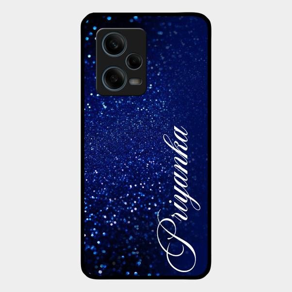 Glitter Customize Glass Case Cover Blue For Redmi Note 12 Pro 5G