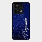 Glitter Customize Glass Case Cover Blue For Redmi Note 13 5G