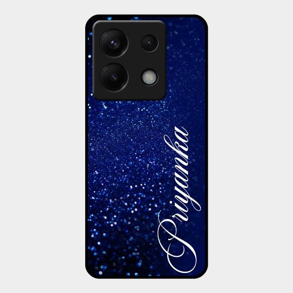 Glitter Customize Glass Case Cover Blue For Redmi Note 13 Pro 5G