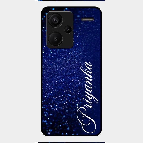 Glitter Customize Glass Case Cover Blue For Redmi Note 13 Pro Plus 5G