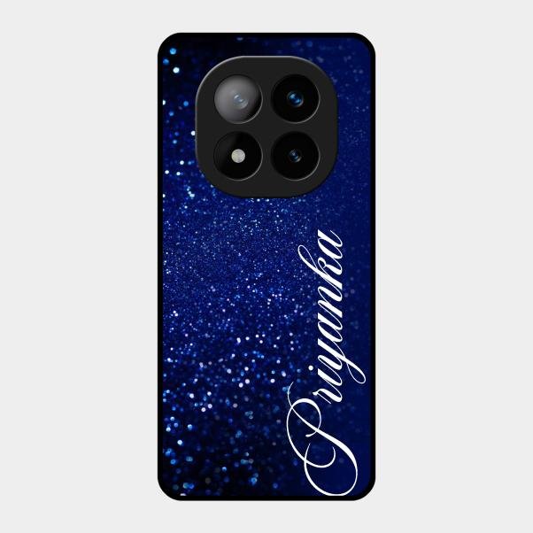 Glitter Customize Glass Case Cover Blue For Redmi Note 14 Pro Plus 5G