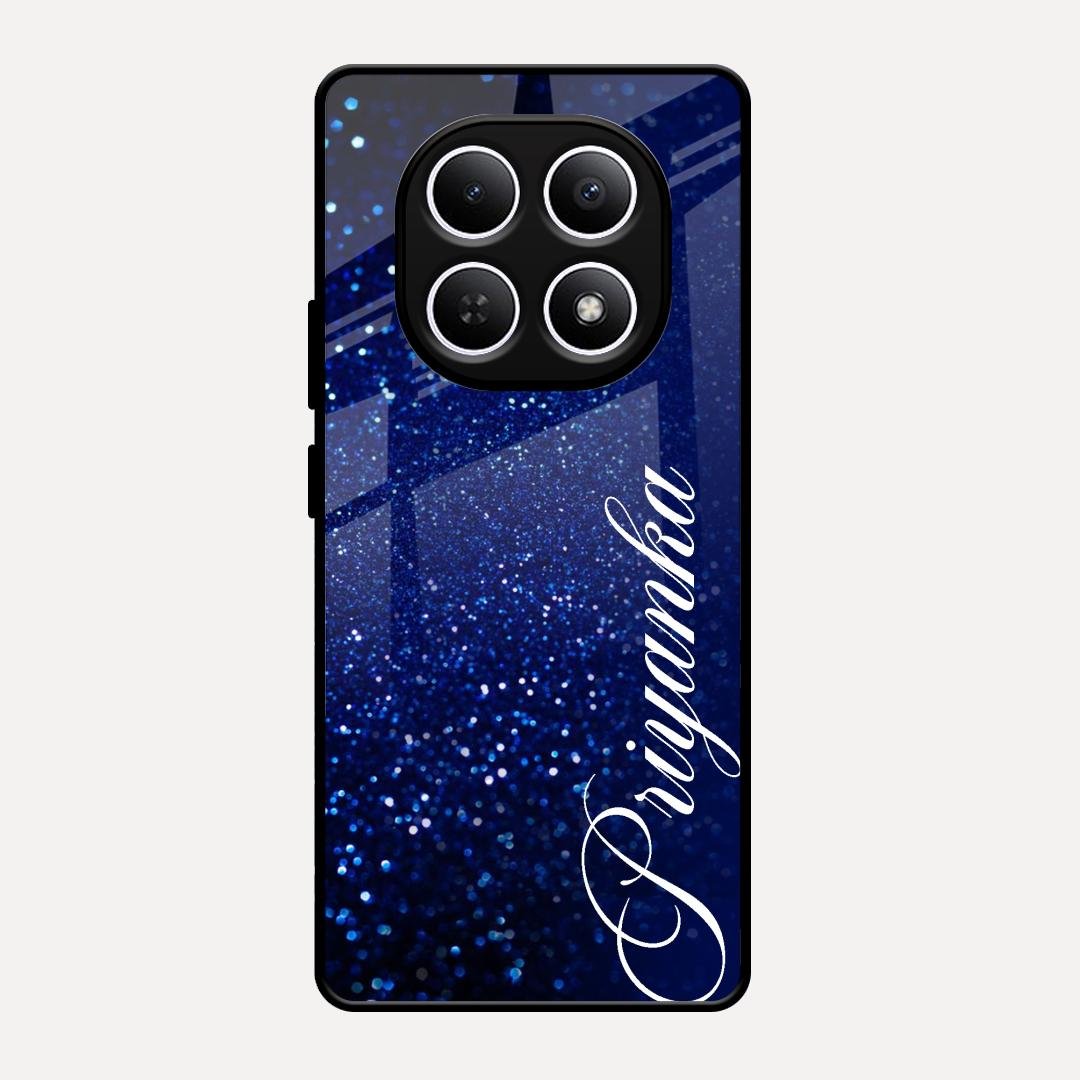 Glitter Customize Glass Case Cover Blue For Redmi Note 15 5G